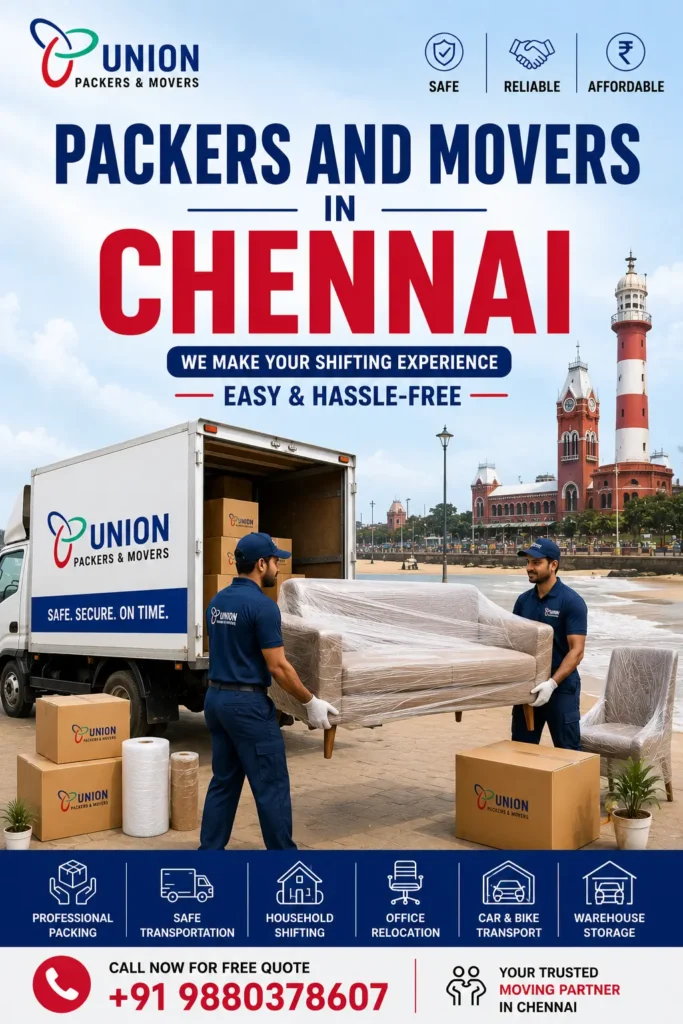 Professional packers and movers in Chennai lifting and transporting wrapped sofa for safe household shifting services