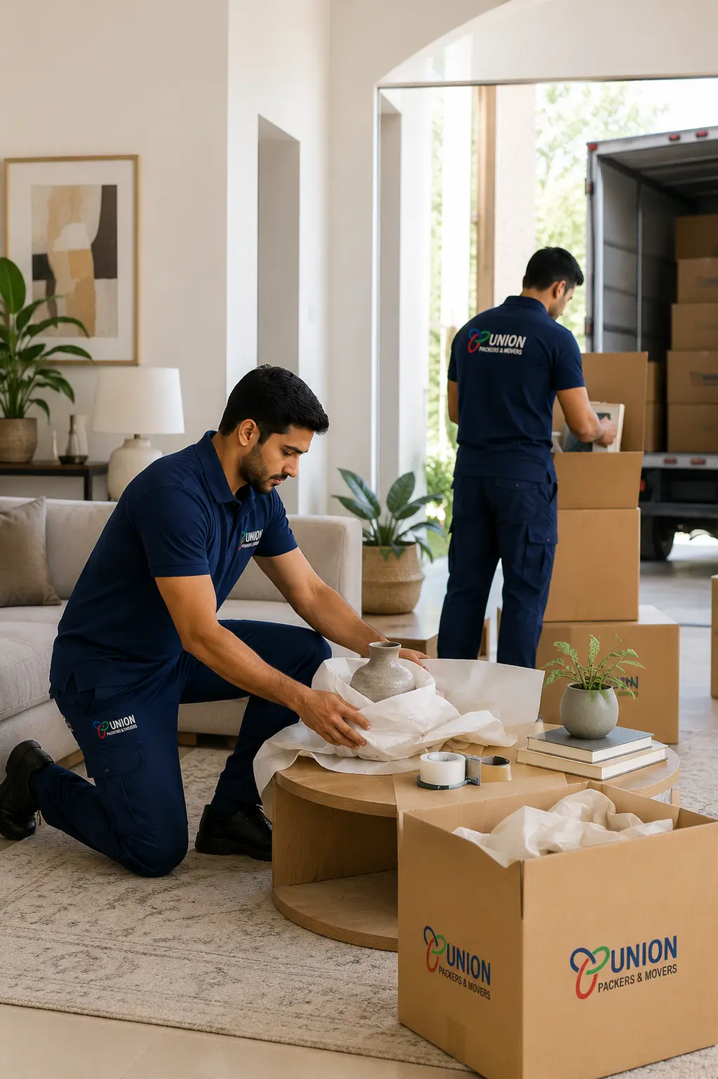 Packers and Movers in Marathahalli carefully packing household items and valuables for safe relocation services